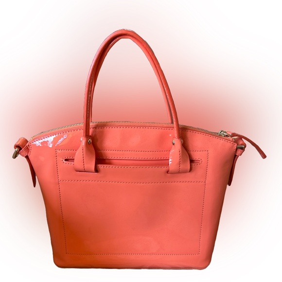 NEW Dooney & Bourke Patent Domed Satchel Salmon Pink Purse - Picture 2 of 5